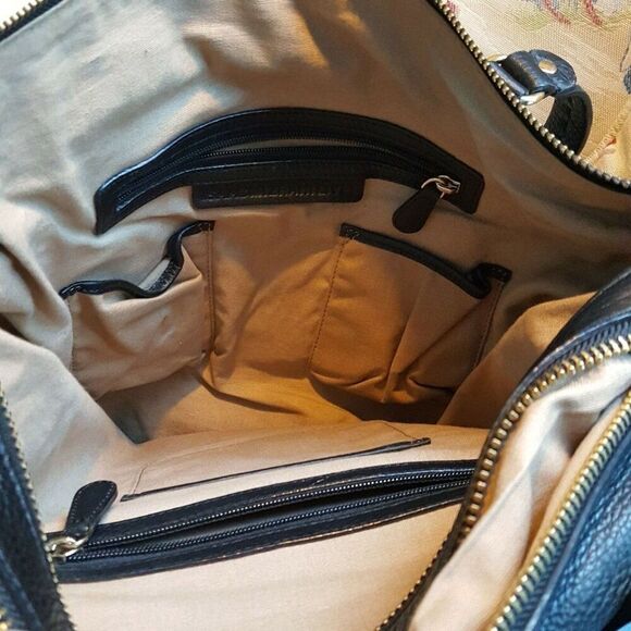 Isaac Mizrahi Womens Pocketbook Black Leather Tote shoulder Bag - Picture 6 of 9